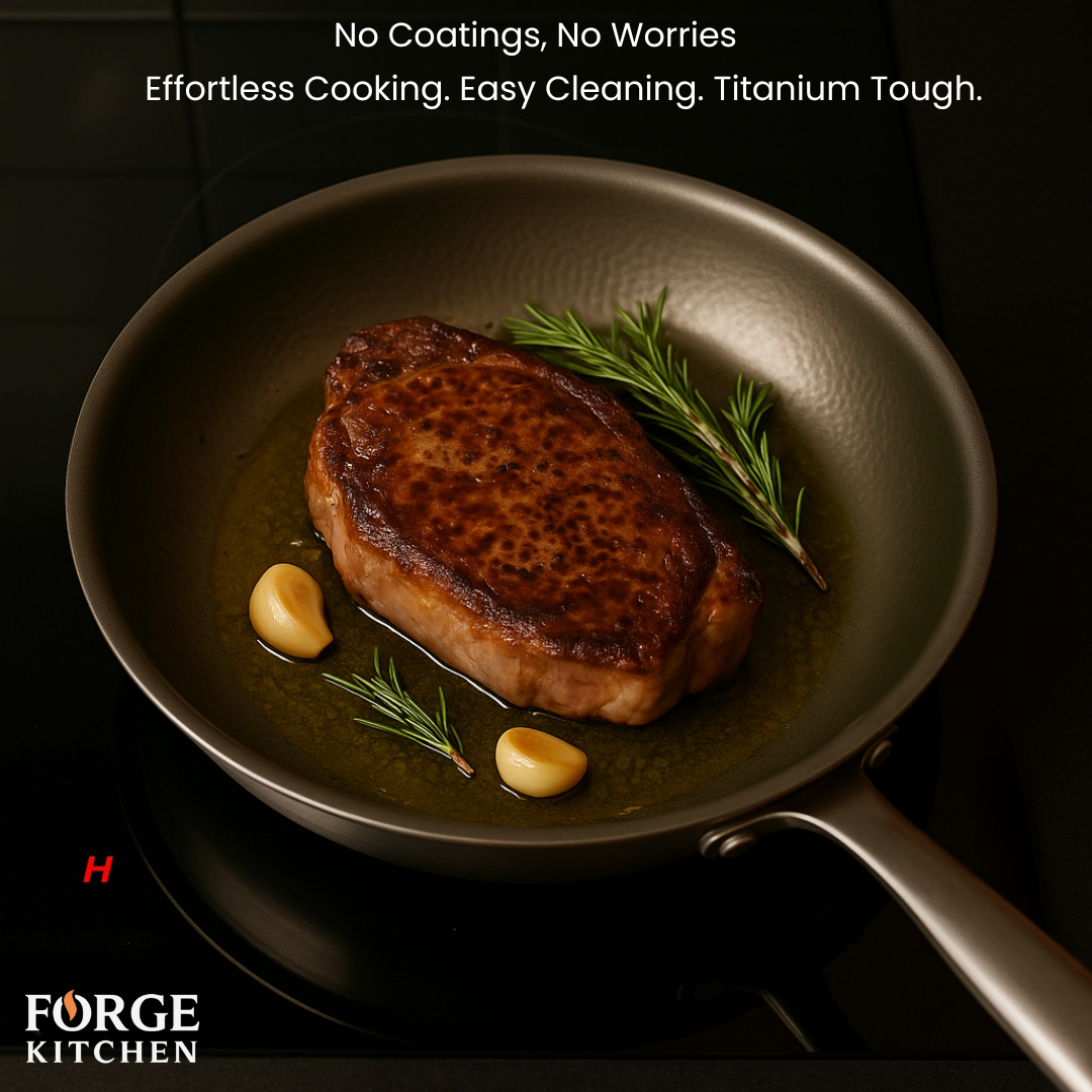 Forge Kitchen Titanium Hammered Pan + Utensil Set